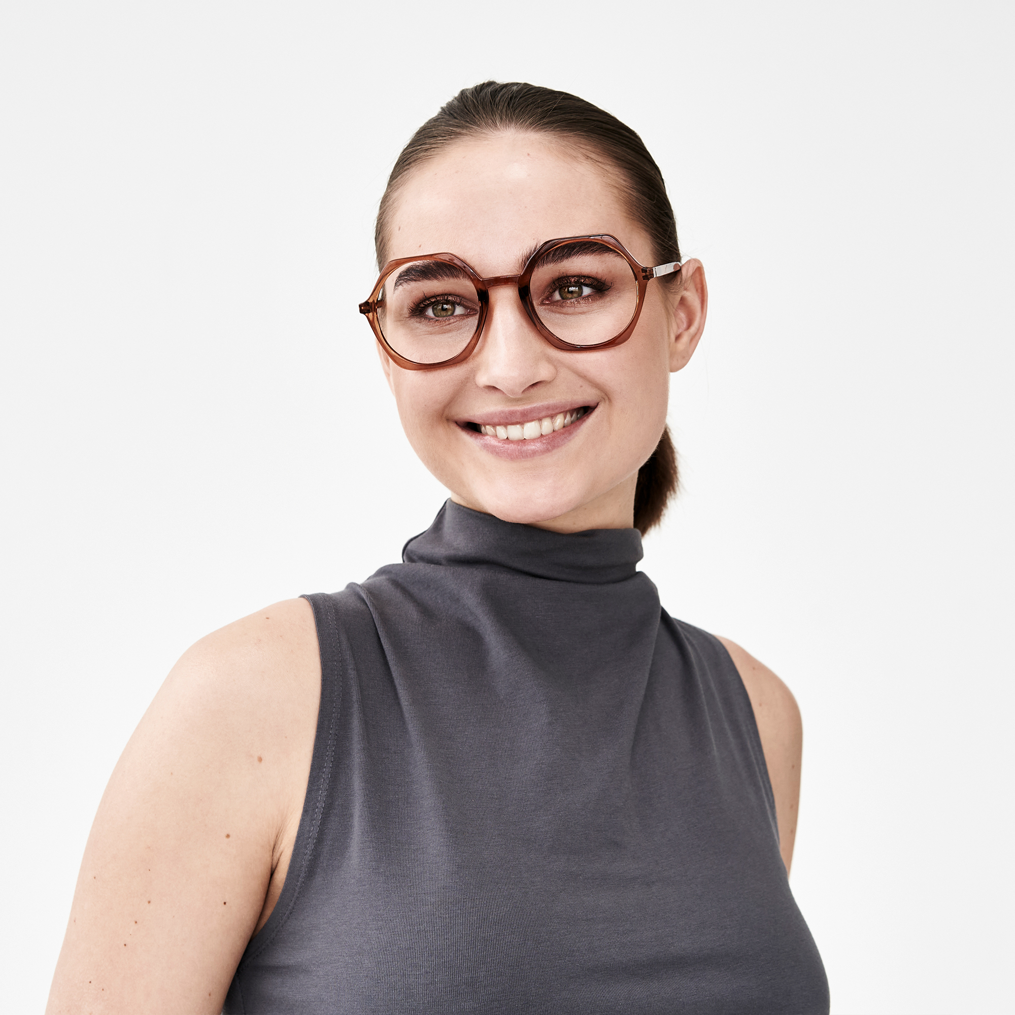 Glasögon u. styrka Edgy - olive brown